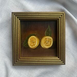 “Sliced Lemon” Framed Lemon Still Life Painting